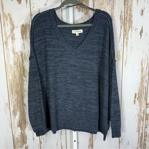 Lucky Brand Sweaters - Lucky Brand Women's Deep Blue V-Neck Knit Sweater. Size 3X. Excellent condition!